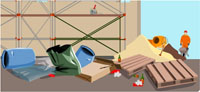 illustration : dchets sur le chantier